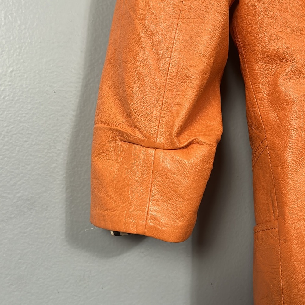 Aodier Orange Leather Women's Jacket size 40 XS to S - Picture 6 of 16
